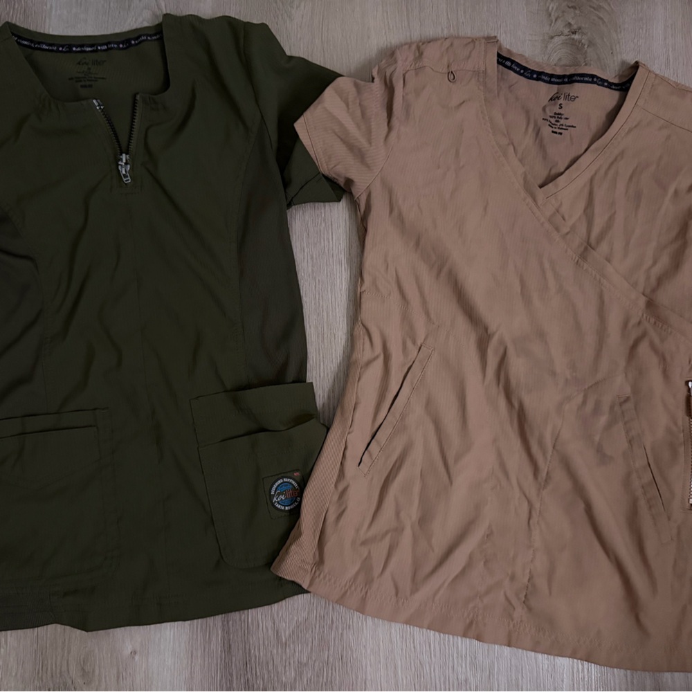 Olive and Tan Zip-Up Shirts